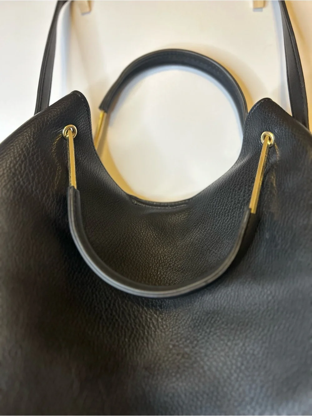 Sondra Roberts Black Pebbled Leather Hobo with Gold Hardware